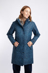 Weird Fish Sena Printed Waterproof Coat in Mid Blue