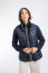 Weird Fish Atissa Lightweight Padded Gilet in Navy Blue