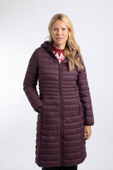 Weird Fish Ravinia Lightweight Padded Long-Line Jacket in Plum