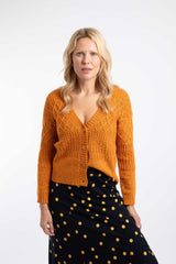 Weird Fish Amiens Mixed Stitch Outfitter Cardigan in Nut