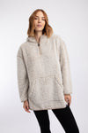 Weird Fish Faye Cosy Longline Fleece Hoodie in Beige
