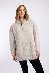 Weird Fish Faye Cosy Longline Fleece Hoodie in Beige