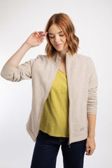 Weird Fish Cheryl Textured Full Zip Fleece in Oatmeal