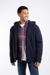 Weird Fish Brohdi Borg Lined Cable Full Zip Knit Hoodie in Midnight