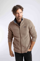 Weird Fish Shires Full Zip Grid Fleece in Cola