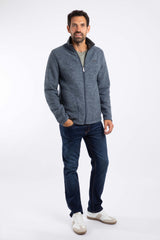 Weird Fish Shires Full Zip Grid Fleece in Navy