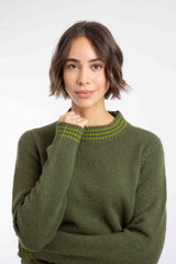 Weird Fish Dawkins Tipped Jumper in Winter Green
