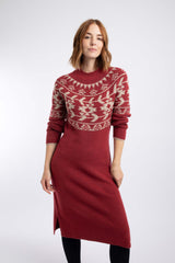Weird Fish Vondra Knitted Jumper Dress in Rhubarb