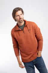Weird Fish Brampton 1/4 Zip Sweatshirt in Maple Brown