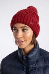 Weird Fish Blagdon Sparkle Bobble Hat in Rhubarb