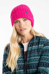 Weird Fish Clare Double Rib Beanie Hat in Fuchsia Punch