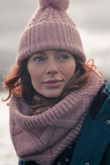 Weird Fish Candy Cable Knitted Faux Fur Lined Snood in Rose Quartz