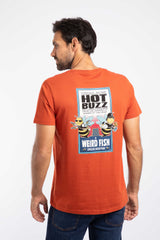 Weird Fish Hot Buzz Back Print Artist T-Shirt in Rust Leaves