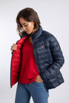 Weird Fish Travellia Lightweight Showerproof Padded Jacket in Navy Blue