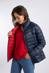 Weird Fish Travellia Lightweight Showerproof Padded Jacket in Navy Blue