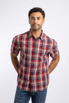 Weird Fish Judd Short Sleeve Check Shirt in Dark Blue