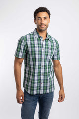 Weird Fish Judd Short Sleeve Check Shirt in Irish Moss