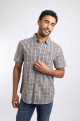 Weird Fish Judd Short Sleeve Check Shirt in Mustard