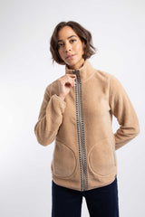 Weird Fish Lucille Lightweight Full Zip Borg Fleece in Taupe