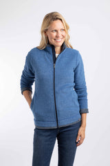 Weird Fish Ariana Full Zip Grid Fleece in Estate blue