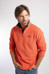 Weird Fish Newark 1/4 Zip Grid Fleece in Orange Spice