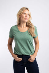 Weird Fish Hailey V-Neck T-Shirt in Army Green