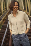 Weird Fish Emily Full Zip Cropped Macaroni Jacket in Ecru