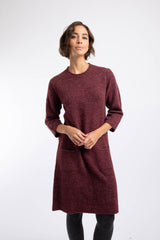 Weird Fish Astra Knitted Dress in Deep Crimson
