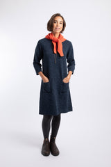 Weird Fish Astra Knitted Dress in Navy