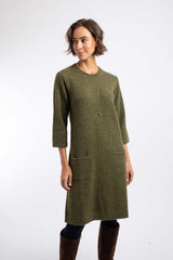 Weird Fish Astra Knitted Dress in Winter Green