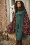 Weird Fish Felicity Printed Jersey Midi Dress in Apple Green