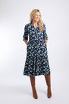 Weird Fish Gardot Printed Midi Dress in Blue Atoll