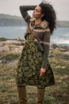 Weird Fish Hellen Printed Crepe Shirt Dress in Artichoke Green