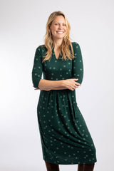 Weird Fish Isolde Printed Jersey Midi Dress in Bamboo