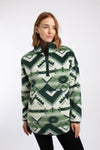 Weird Fish Pikard 1/4 Zip Printed Cosy Fleece in Beetle Green
