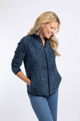 Weird Fish Rochelle Full Zip Printed Microfleece in Mid Blue