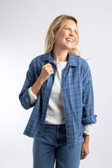 Weird Fish Corin Brushed Check Shirt in Ash Blue
