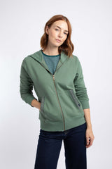 Weird Fish Evrett Full Zip Hoodie Sweatshirt in Military Green