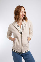Weird Fish Evrett Full Zip Hoodie Sweatshirt in Mocha