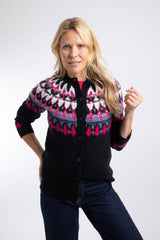 Weird Fish Hatty Fair Isle Cardigan in Dark Navy
