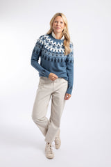 Weird Fish Lowell Fair Isle Jumper in Ash Blue