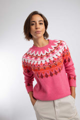 Weird Fish Lowell Fair Isle Jumper in Blossom Pink
