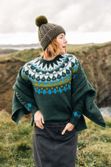 Weird Fish Lowell Fair Isle Jumper in Bottle Green