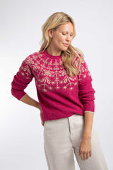Weird Fish Miska Fair Isle Jumper in Foxglove
