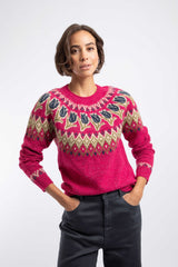 Weird Fish Tulips Floral Fair Isle Jumper in Foxglove