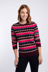 Weird Fish Tyla Cosy Patterned Knit Jumper in Port