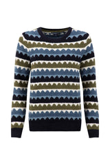 Weird Fish Tyla Cosy Patterned Knit Jumper in Winter Green