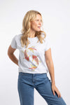 Weird Fish Fern Koi Carp Front Print Cotton Graphic T-Shirt in Light Grey Marl