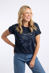 Weird Fish Glide Front Print Graphic T-Shirt in Navy