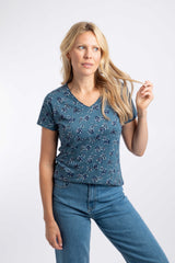 Weird Fish Merica Printed Jersey T-Shirt in Adriatic Blue